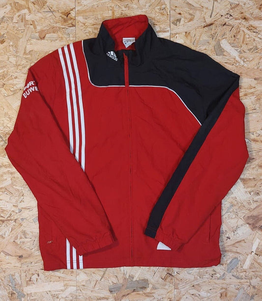 Vintage Adidas Sz L Windbreaker Tracksuit Jacket Red 90s Retro VfL Football