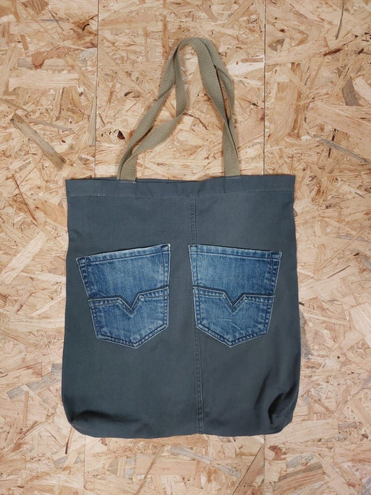 Denim Tote Jean Bag - Made From Levi Denim Blue Cotton - Upcycled