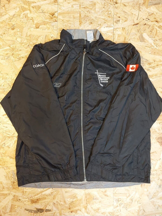 Vintage Reebok Sz XL Black Windbreaker Tracksuit Jacket Stripe 90s Retro Canada