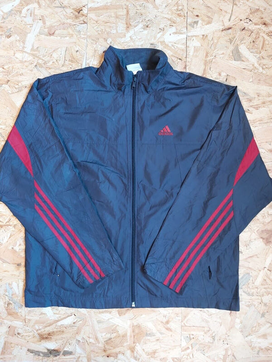 Vintage Adidas Sz M  Dark Blue Red Stripe Windbreaker Tracksuit Jacket 90s retro