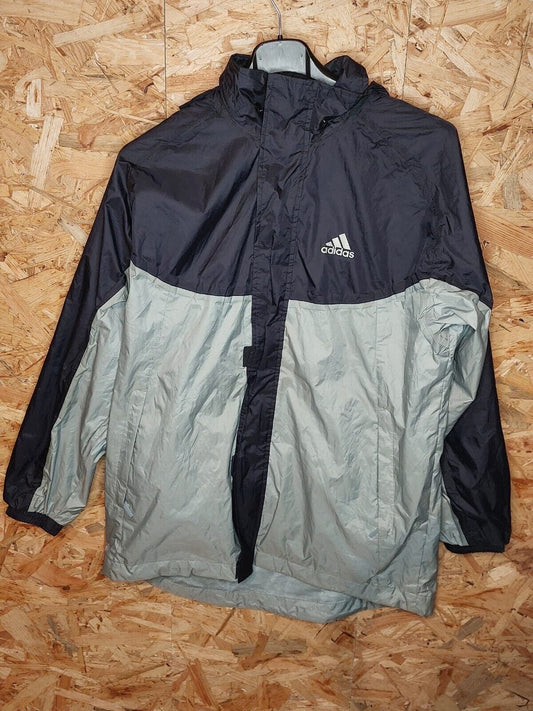 Vintage Adidas Sz Large Windbreaker Tracksuit Jacket Grey Black 80s Retro